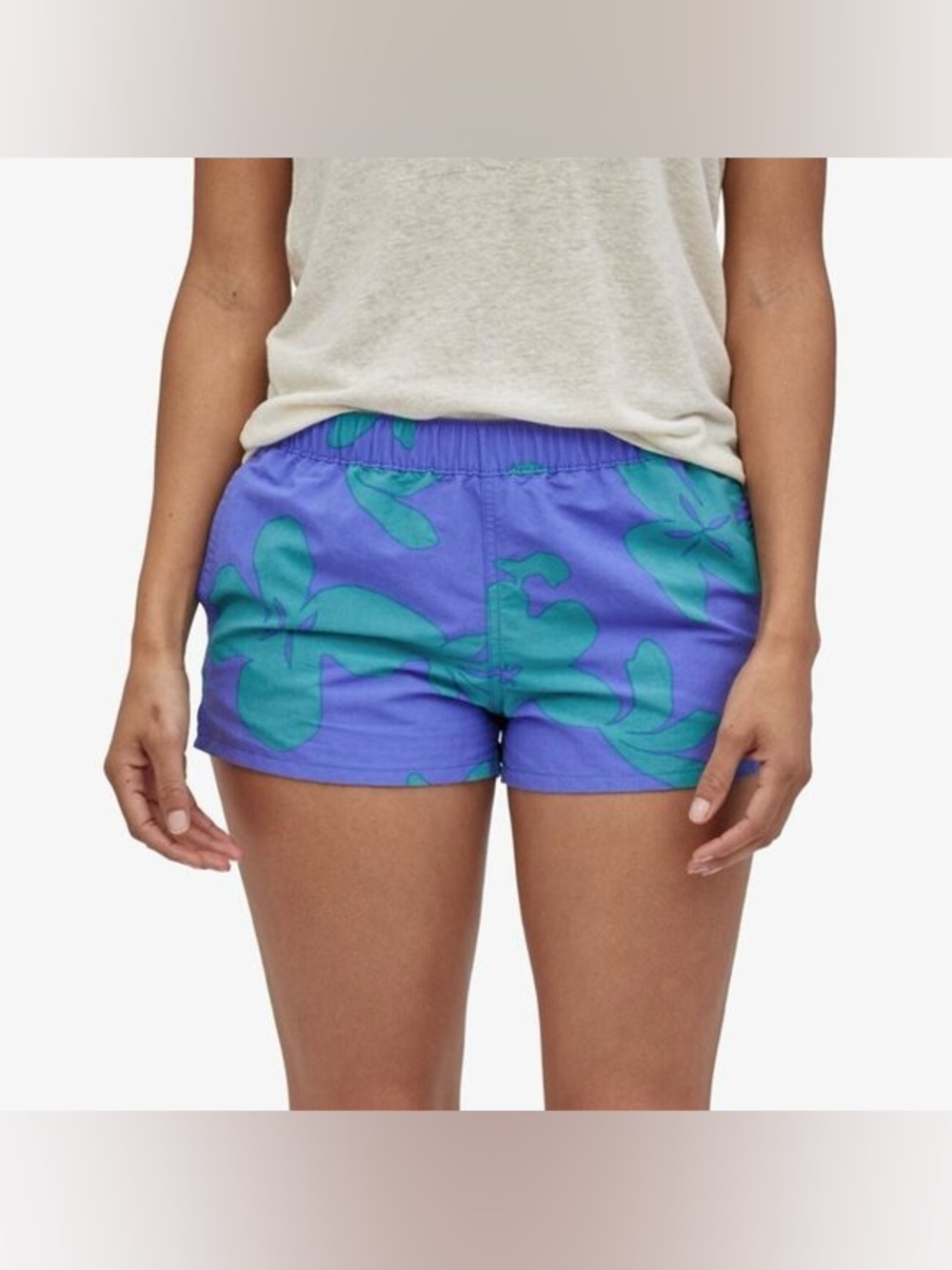 Patagonia Floral Baggies Shorts Purple Teal Tropical Print Size Small